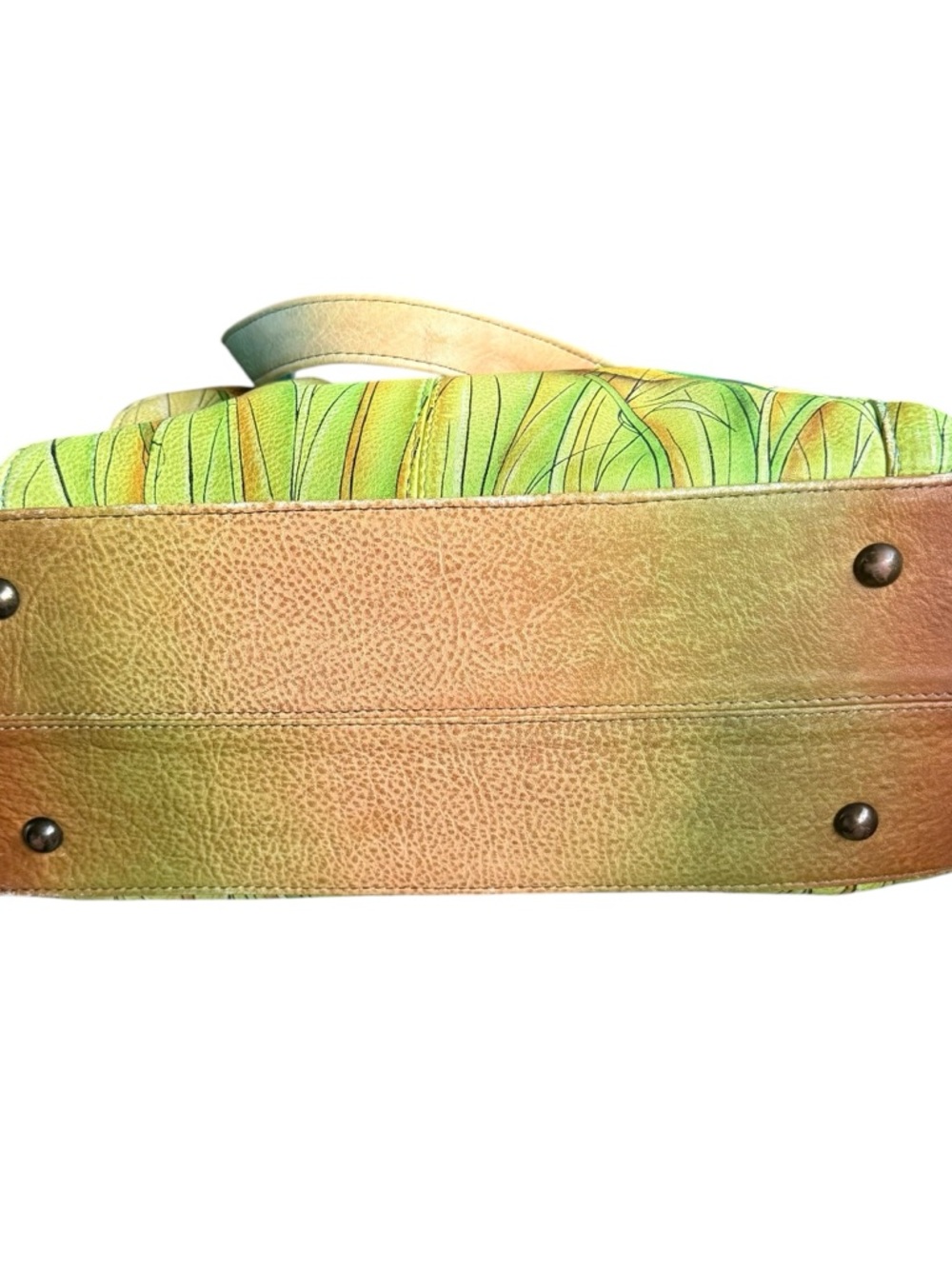 Anuschka genuine leather tote bag featuring beautiful hand-painted bird artwork - Picture 7 of 11
